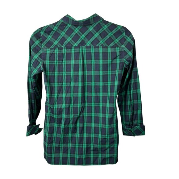 TALBOTS Non-Iron Tartan Plaid Shirt Pop Over Size 12 Diamente Buttons Tunic - Picture 6 of 6